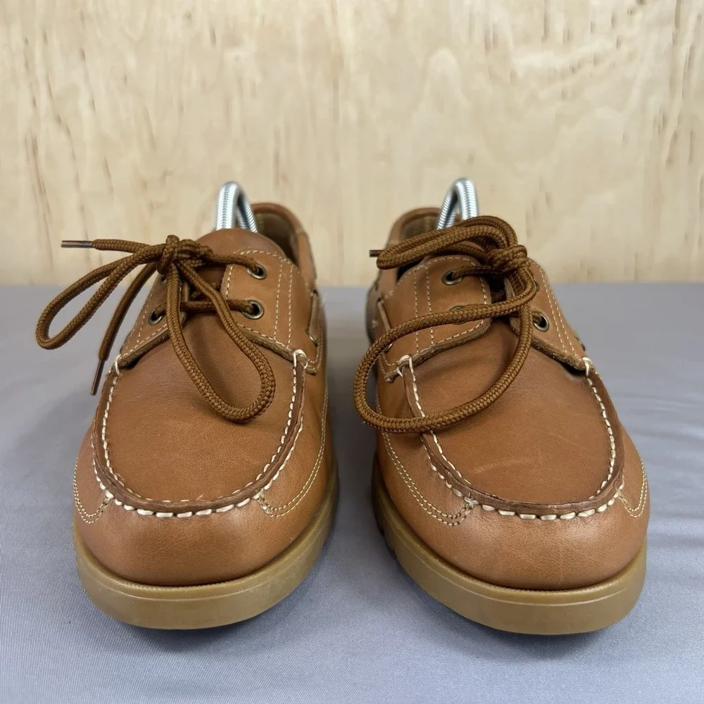 Croft & Barrow Mens Size 9.5D Tan Leather Boat Deck Shoes Baumann Loafers
